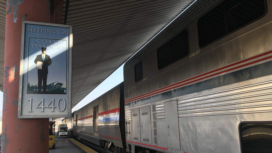 Amtrak’s Coast Starlight train at Union Station in Los Angeles.
