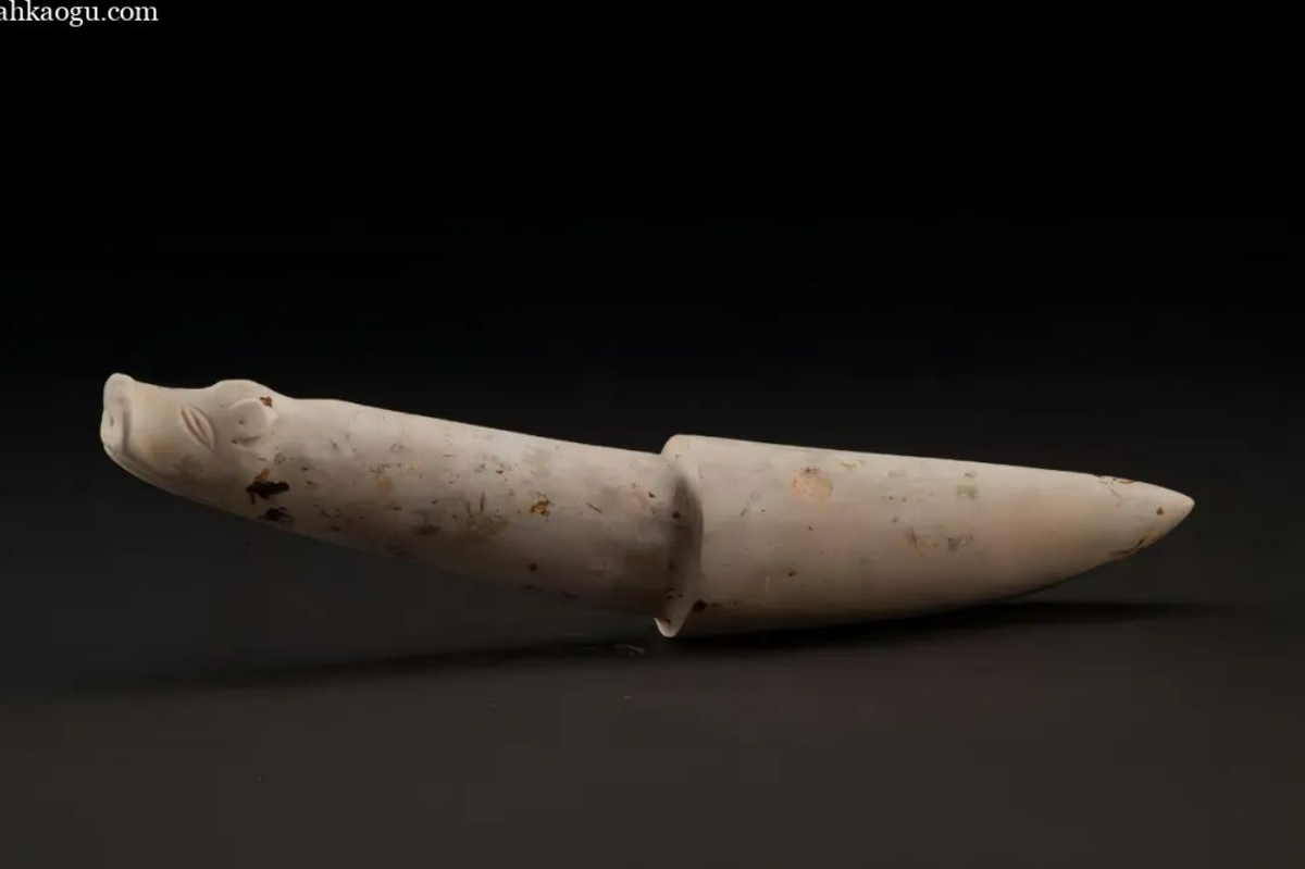 A dragon-shaped jade discovered at the the Lingjiatan relics site