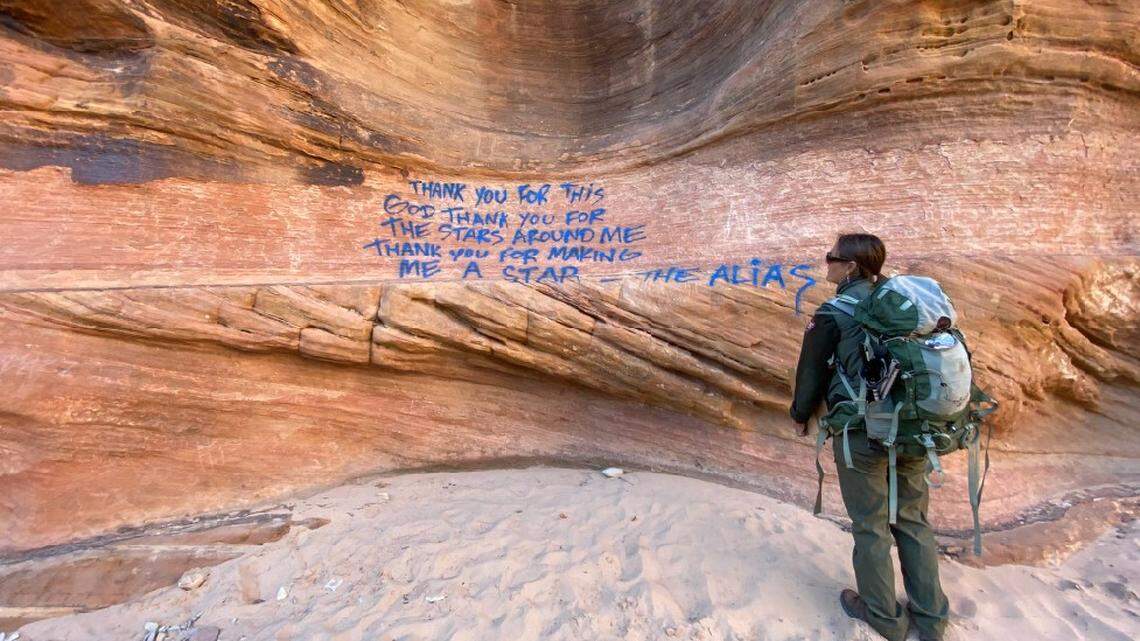 Zion National Park officials have found graffiti and vandalism across the park, including on iconic sandstone landscapes.