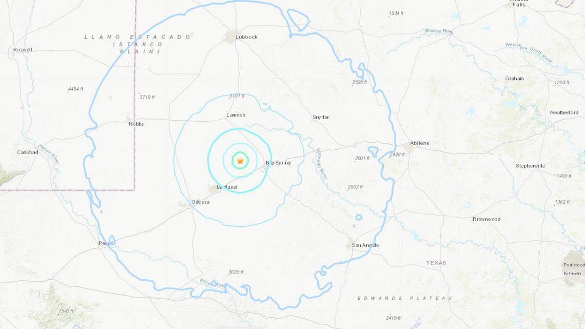 A 4.0 magnitude earthquake rattled West Texas near Stanton, officials say. Screengrab from U.S. Geological Survey.