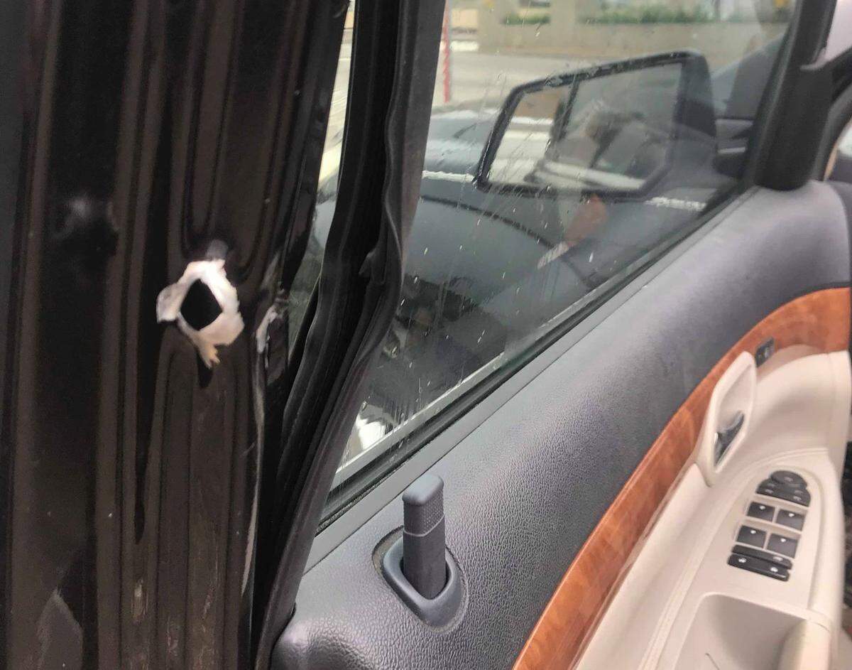 One of the 5-7 shots Roberto Rodriguez fired during the attack on April 1 went through his car door, as his family sat inside the SUV.