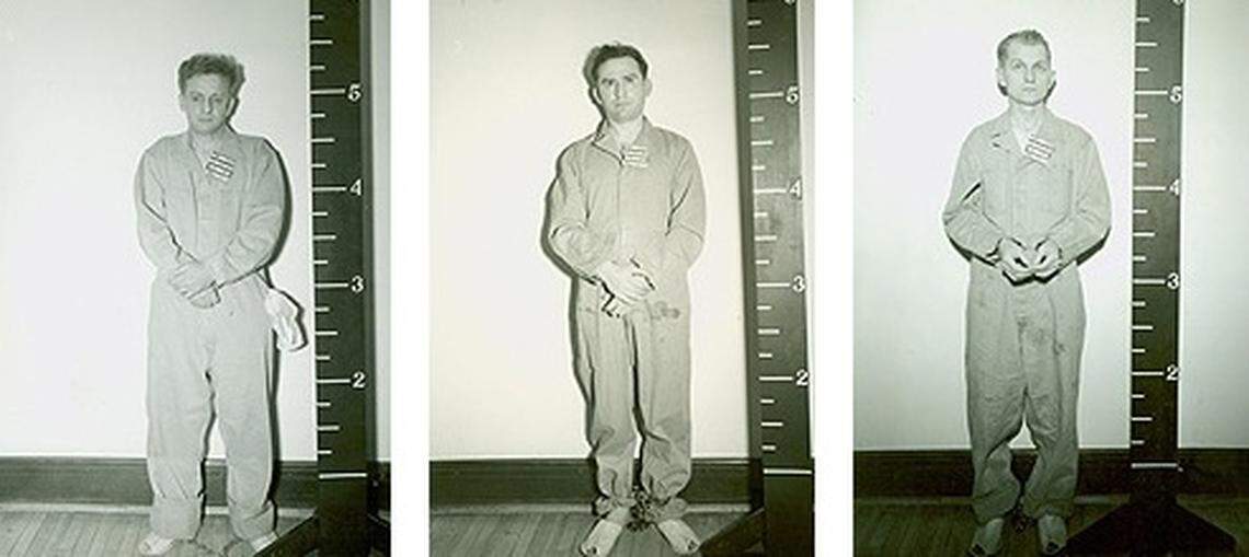 Roger Touhy (left), Edward Darlak (center) and Basil Banghart (right) were captured on Dec. 29, 1942, after escaping prison.