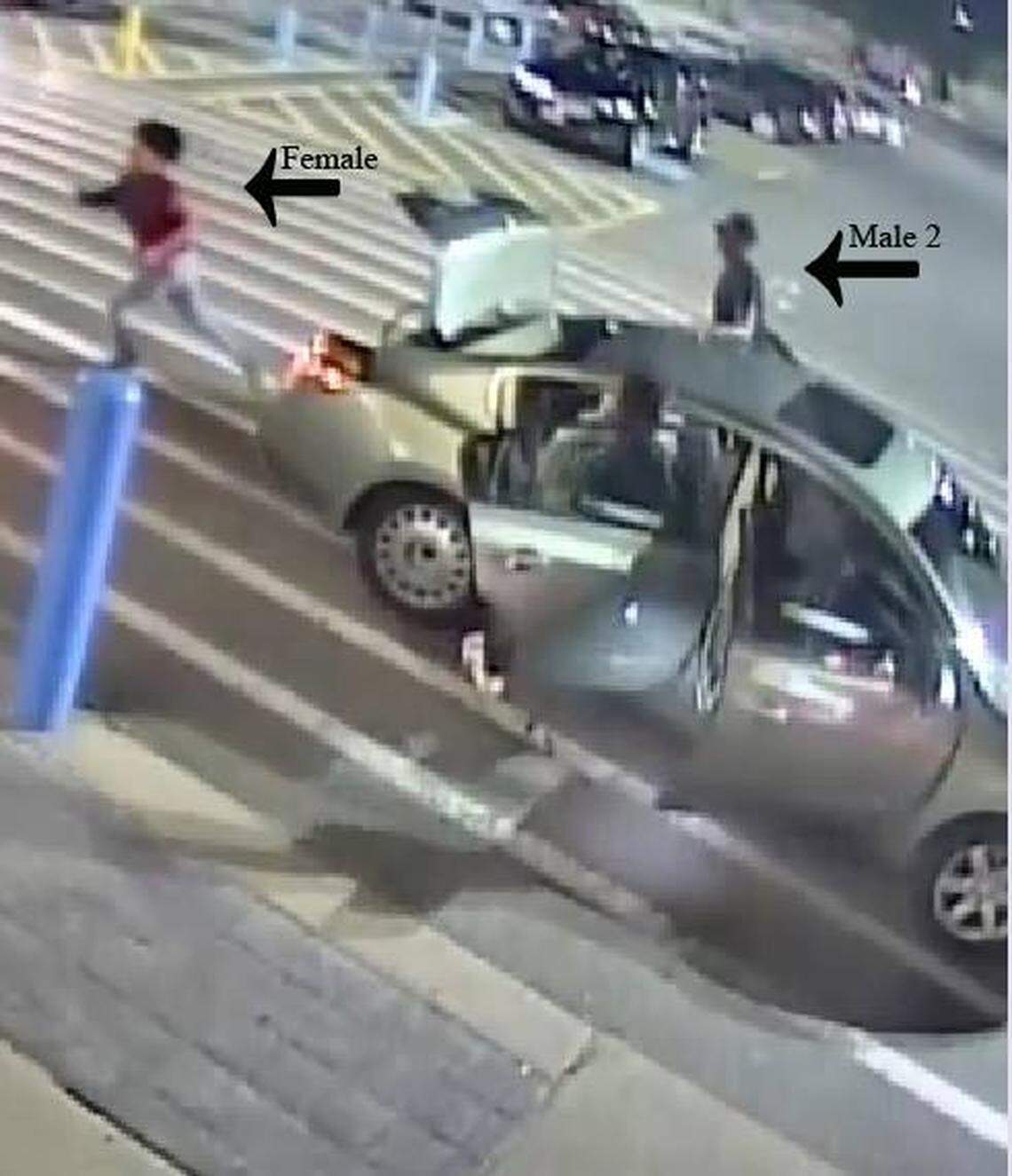 Surveillance footage from the incident.