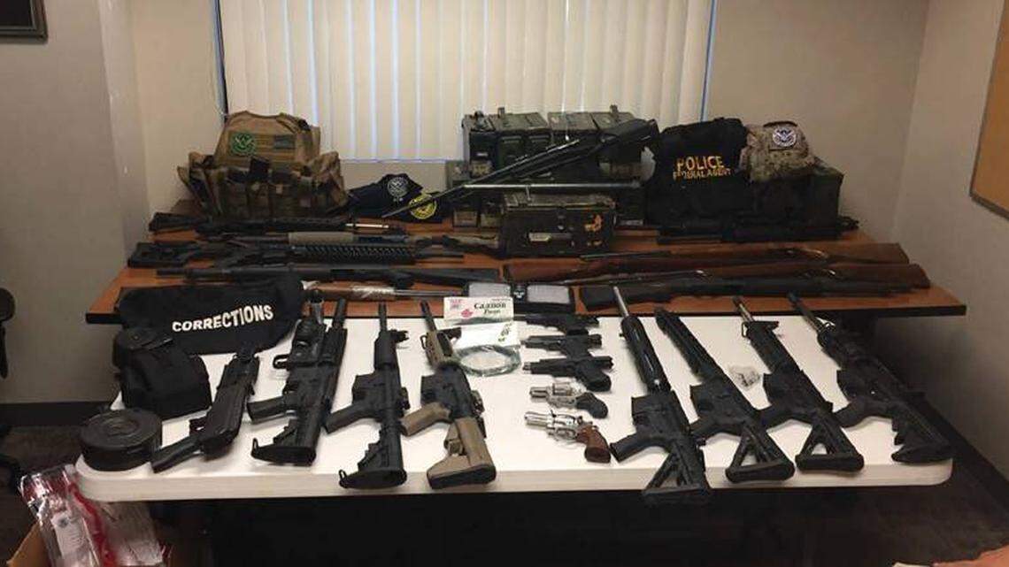 Weapons and supplies seized from the suspect's home, according to federal prosecutors.