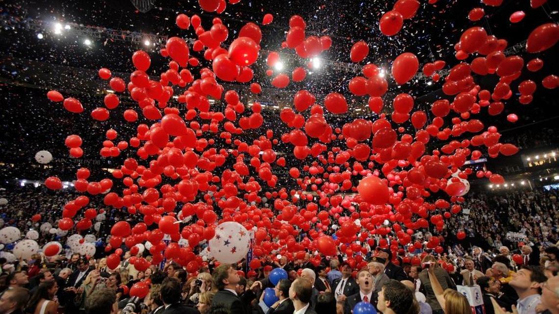 Balloons are showered on delegates at the Republican National Convention in St. Paul, Minn., on Sept. 4, 2008. Taxpayers no longer help pay for the parties' presidential conventions. But Congress has made it easier for the Republican and Democratic national committees to raise more money from big donors.