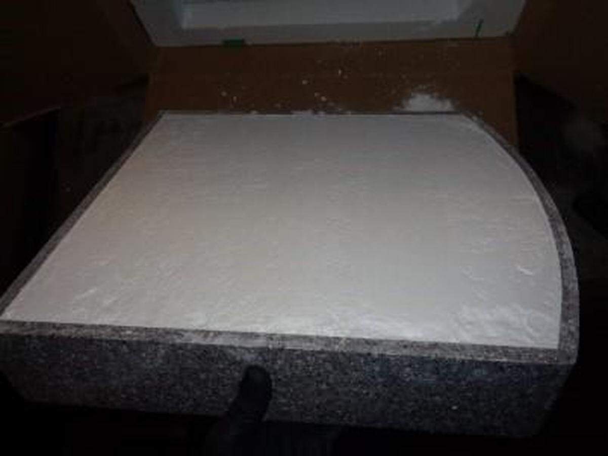 Customs agents said the tombstone was hollow inside where drugs were stored.