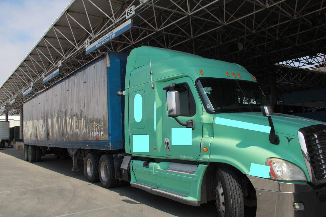 The 2009 Freightliner truck stopped in south San Diego County on Tuesday.