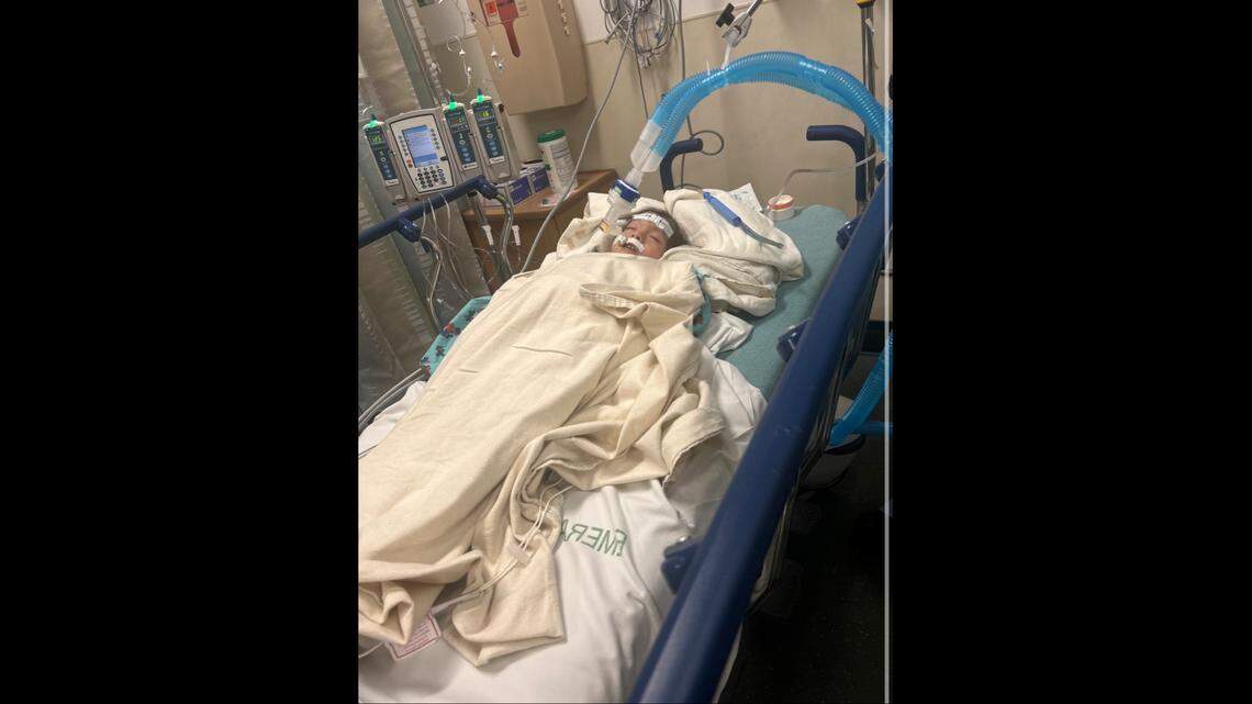 Amelie Paredes in the hospital.