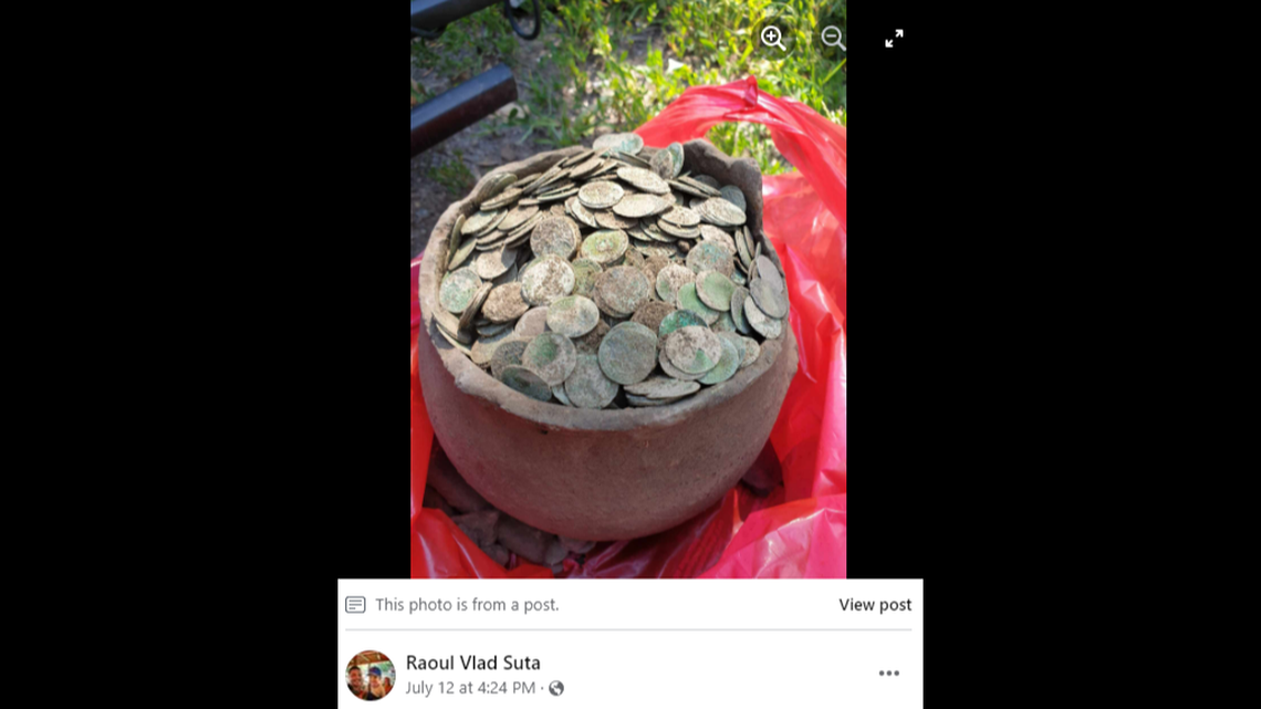 Raoul Vlad Suta was using his metal detector in Romania when he discovered nearly 5,000 coins dating to the Middle Ages, according to a Facebook post.