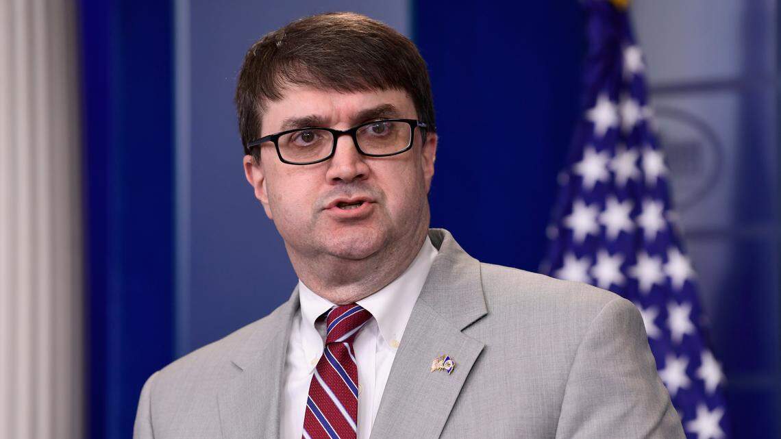 Acting Veterans Affairs Secretary Robert Wilkie speaks during the daily briefing at the White House in Washington, Thursday, May 17, 2018. President Donald Trump announced Friday that he is nominating Wilkie to permanently lead the Department of Veterans Affairs.