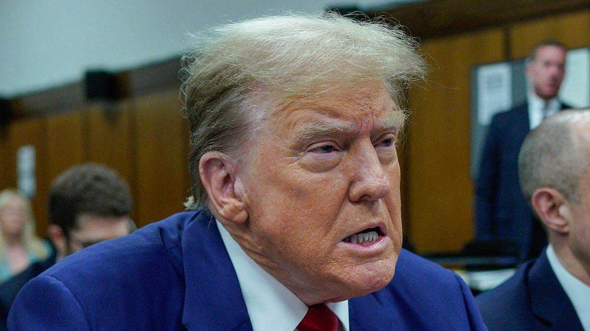 Apr 30, 2024; New York, NY, USA;   Former US President Donald Trump sits in court prior to his criminal trial at New York State Supreme Court in New York, New York, USA, 30 April 2024. Trump is facing 34 felony counts of falsifying business records related to payments made to adult film star Stormy Daniels during his 2016 presidential campaign.   Mandatory Credit: Eduardo Munoz/Pool via USA TODAY NETWORK