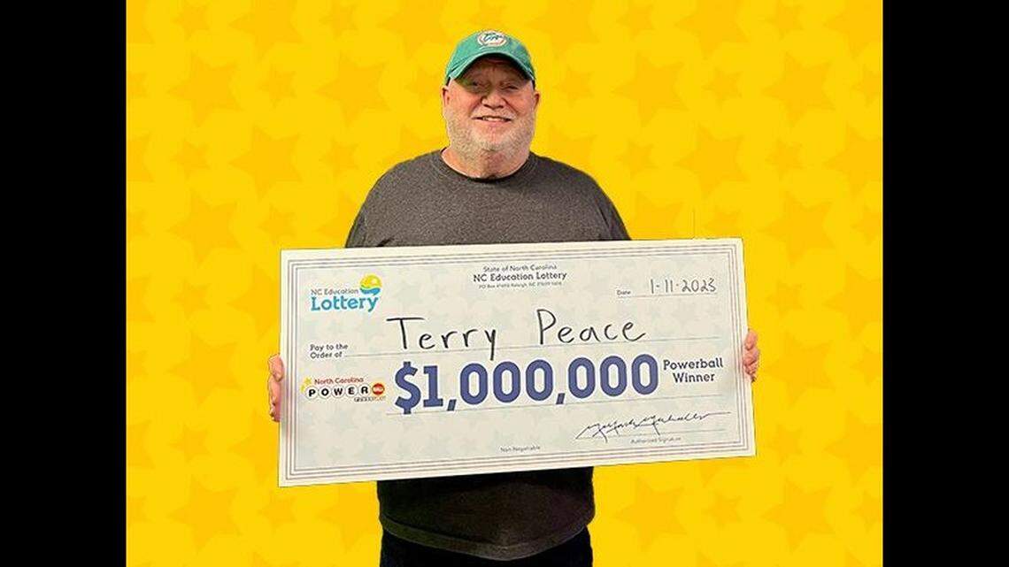 Terry Peace and his wife won a $1 million Powerball prize after she dug a winning ticket out of her purse, the North Carolina Education Lottery said.