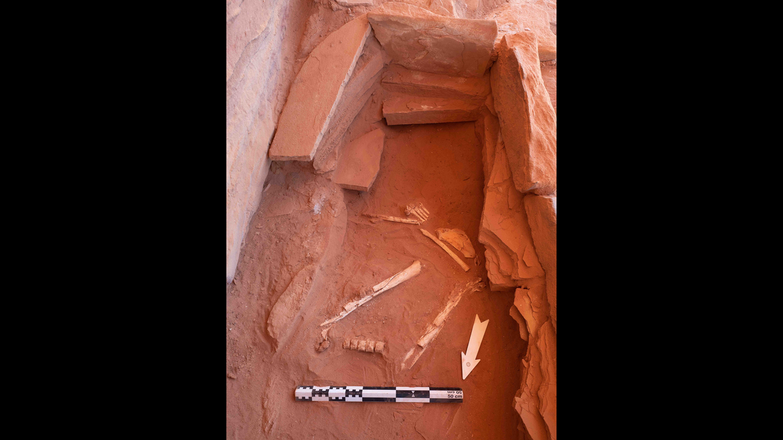 The monument was reused after hundreds of years as a gravesite, the team said.