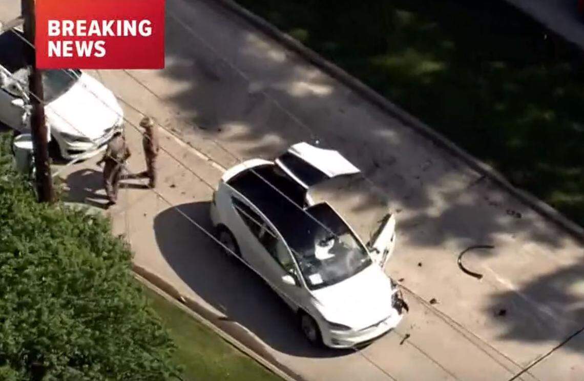 Two cars took the brunt of the DEA plane’s crash landing onto Voss Road in Sugar Land Wednesday afternoon.