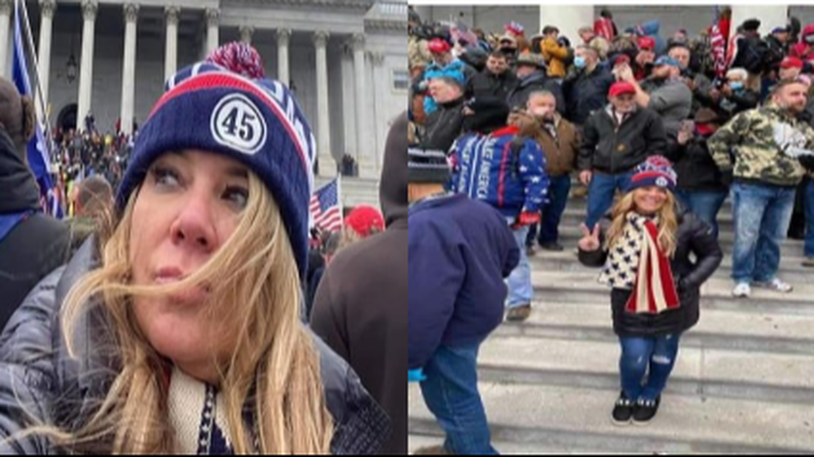 Jenna Ryan, who’s charged in the Capitol riot, posted a 21-minute Facebook live video of herself on the grounds, authorities say. Screengrab from FBI.