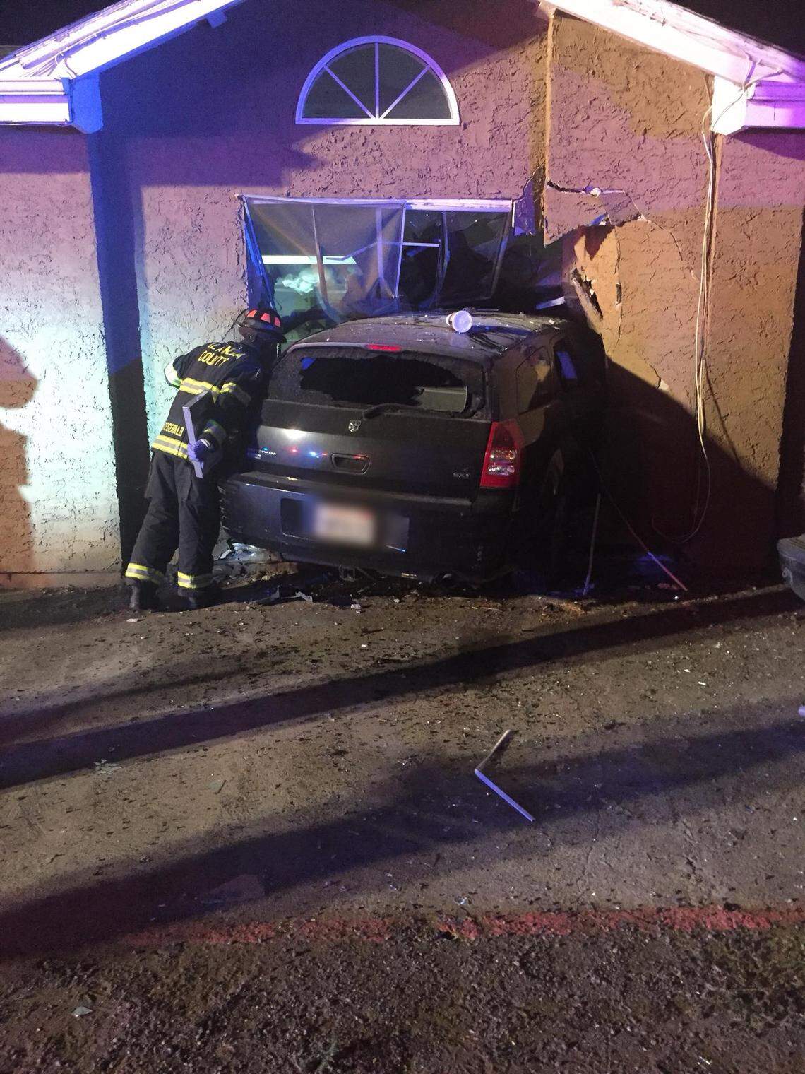 Firefighters respond to the Tuesday night crash.