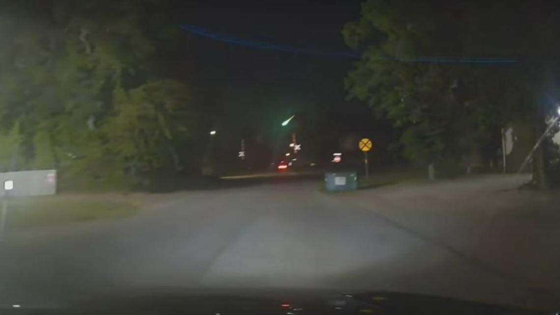 The fireball was seen streaking across the sky in Cleveland, Texas.