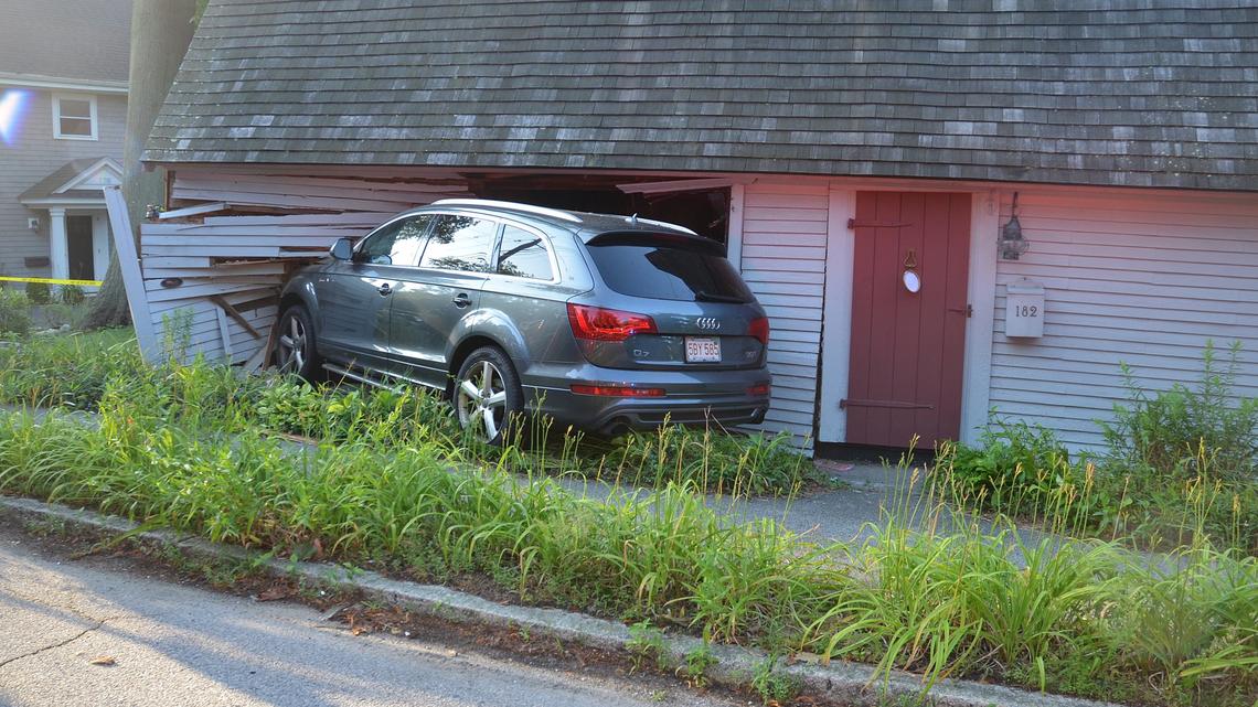A 19-year-old woman crashed into the historic Samuel Lincoln Cottage in Hingham, Massachusetts while trying to avoid a squirrel in the road, police said.