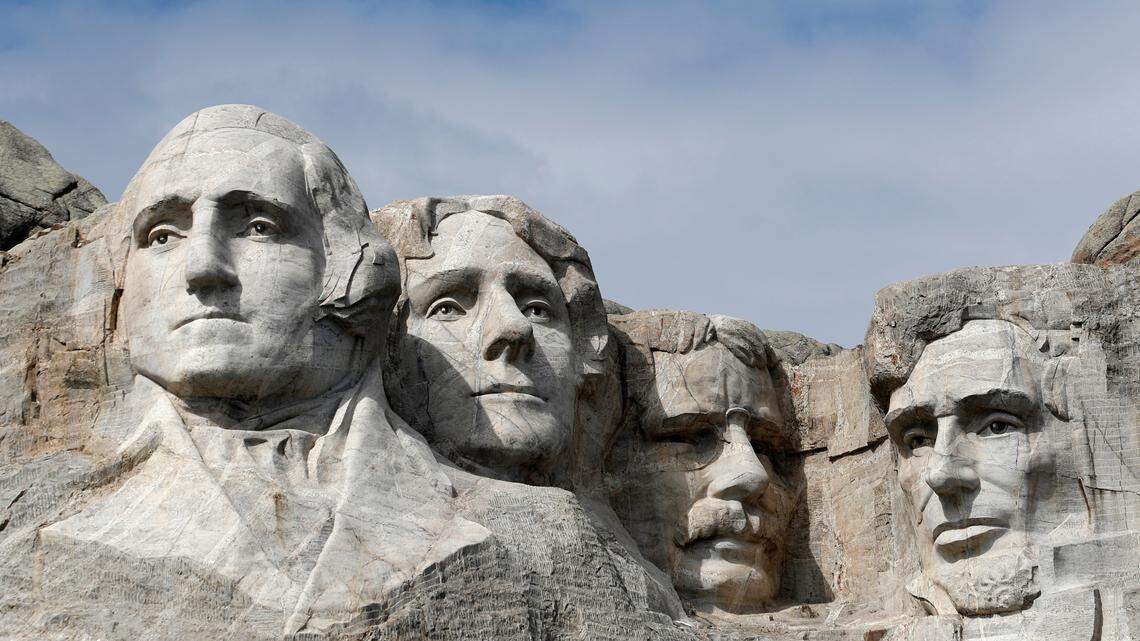 FILE - This March 22, 2019 file photo shows Mount Rushmore in Keystone, S.D. Major construction projects at the Mount Rushmore National Memorial in South Dakota are scheduled to begin next week of July 7, 2019. The National Park Service says work will continue through much of 2020. (AP Photo/David Zalubowski, File)