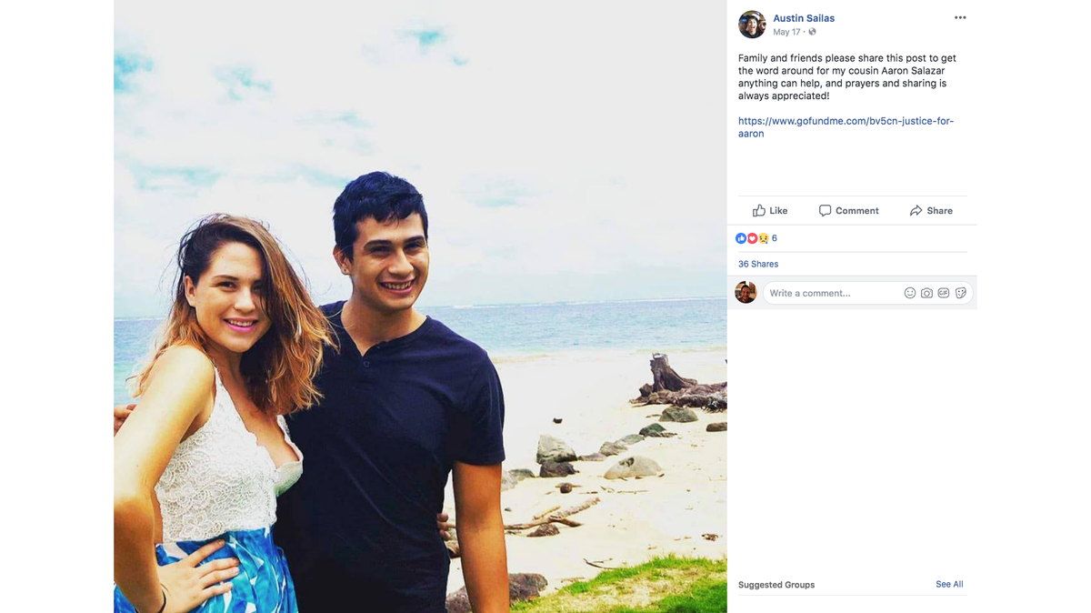The family of Aaron Salazar, a student at Portland State University, said the gay man was bruised, burned and unconscious near train tracks at Truckee, California. His family called it a hate crime, but Amtrak said "there's nothing to suggest" that.