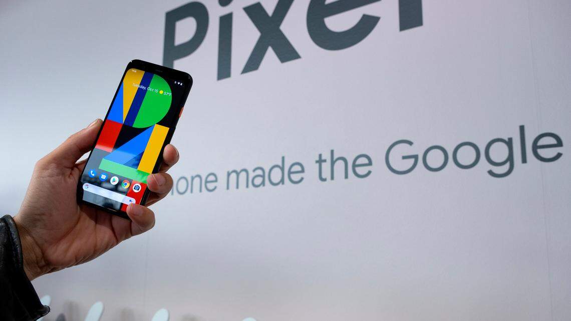 A Google Pixel 4 phone is displayed at an event announcing the product Oct. 15, 2019, in New York. Researchers from the University of Oregon are partnering with Google to study how smartphone use affects mental health.
