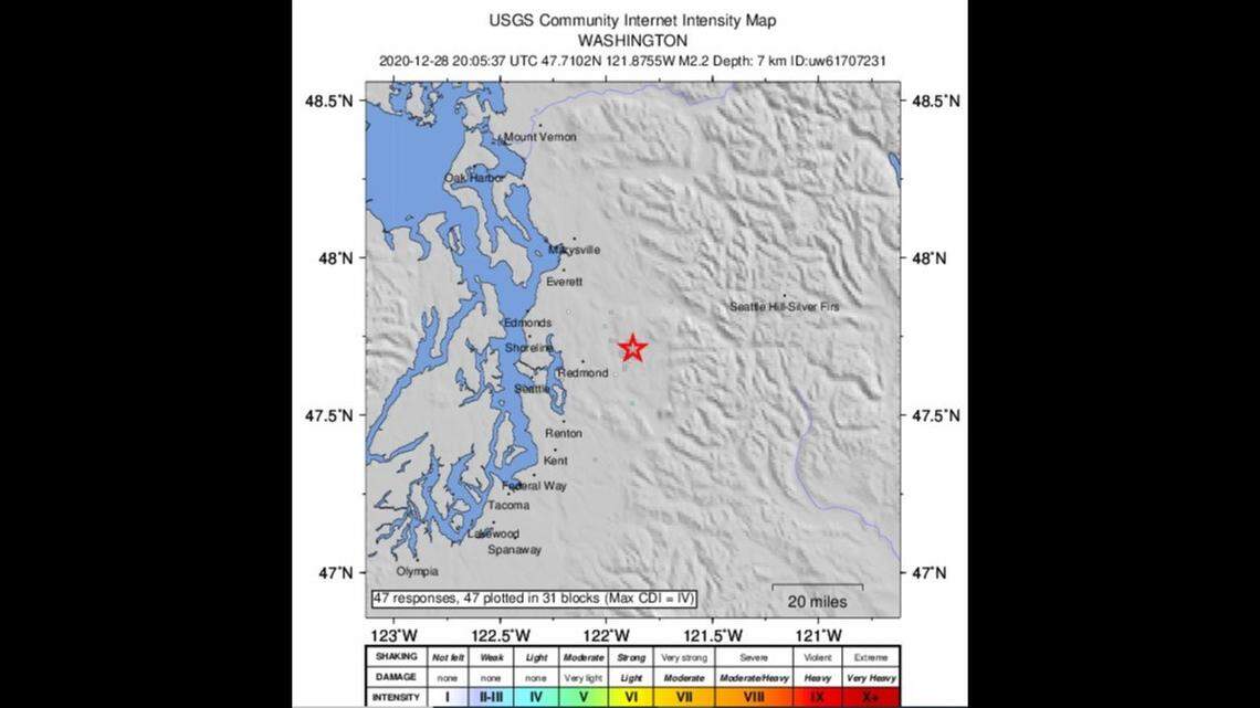 A magnitude 3 earthquake hit Carnation, Washington Tuesday morning. It’s the second to strike the city in 24 hours and the third in the Puget Sound area this week,