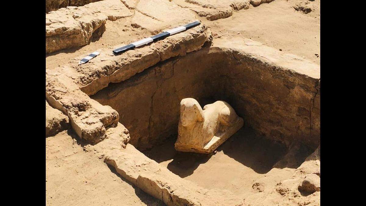 The sphinx was found in what was a water-storage basin.