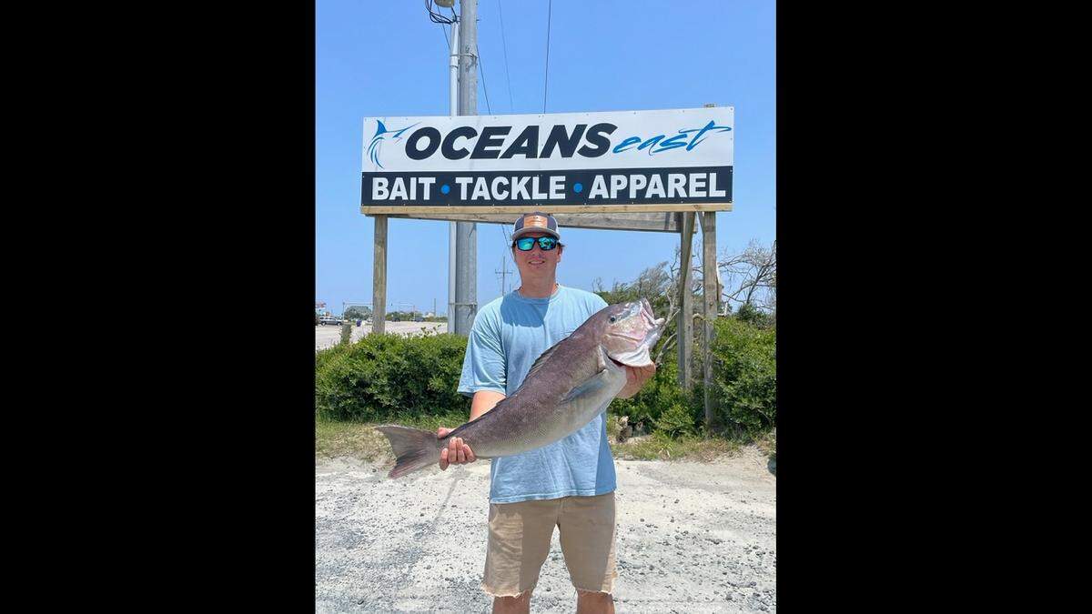 Thomas Adkins caught his record-breaking fish offshore of Nags Head, North Carolina officials said.