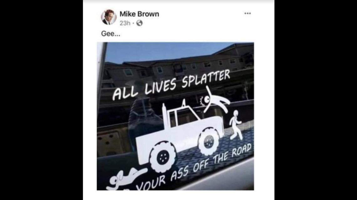 A Washington detective was suspended for a Facebook photo captioned ‘All lives splatter’ after a protester died. The Undersheriff now recommends he be fired.