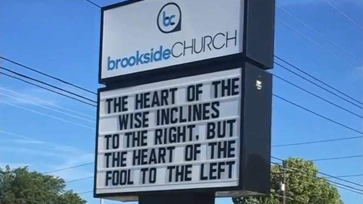 Church officials at this Tulsa, Oklahoma polling place had to change this sign as voters gathered to cast ballots for primary runoff races.