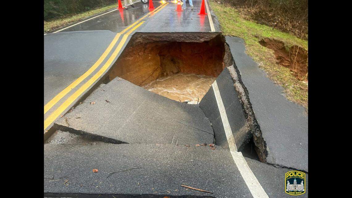Heavy rainfall caused severe damage to roads throughout Athens-Clarke County, police said.