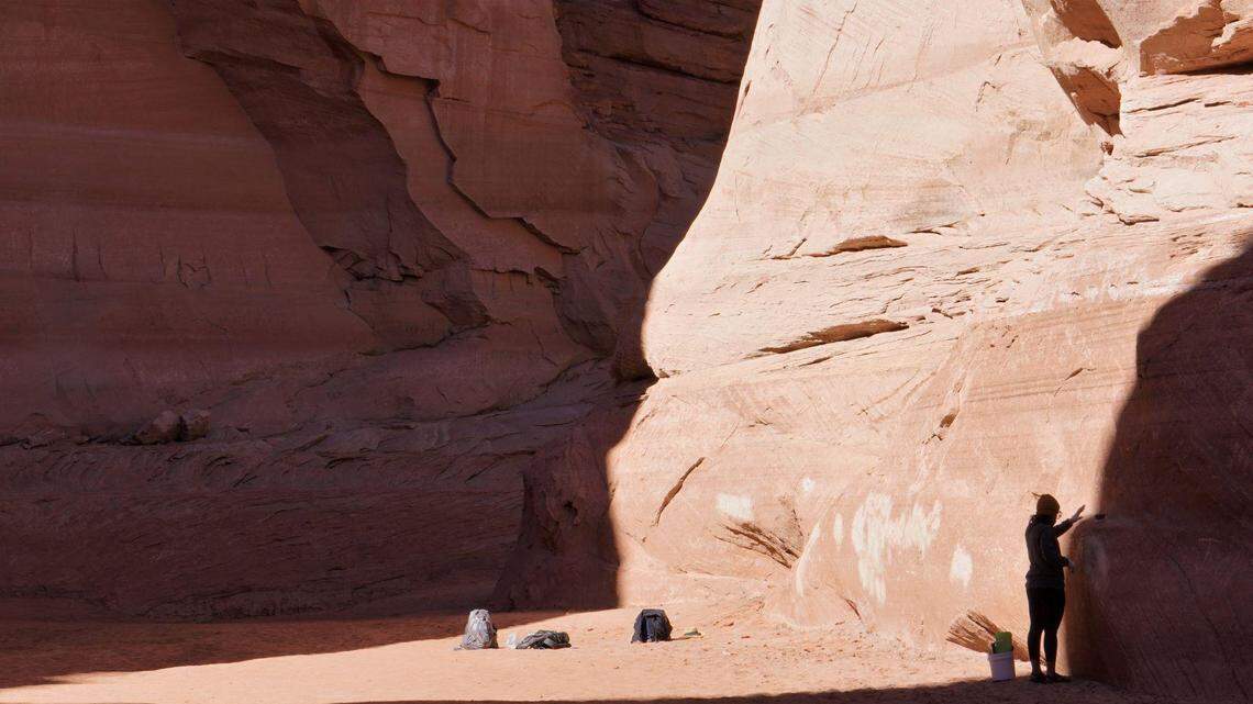 Glen Canyon National Recreation Area rangers removed 800 square feet of graffiti from sandstone canyon walls. It covered a mile within the park, officials say.