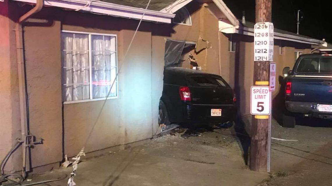 A driver being pursued by Alameda County deputies drove into a home for disabled adults in San Leandro on June 26, trapping the driver and hitting a person in the facility — and leaving the entire residence uninhabitable, fire officials said.