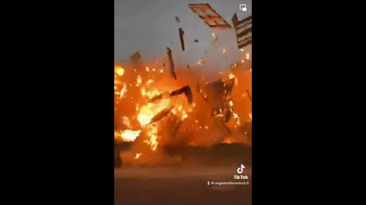An annual homecoming bonfire exploded at a Florida high school, viral video shows.