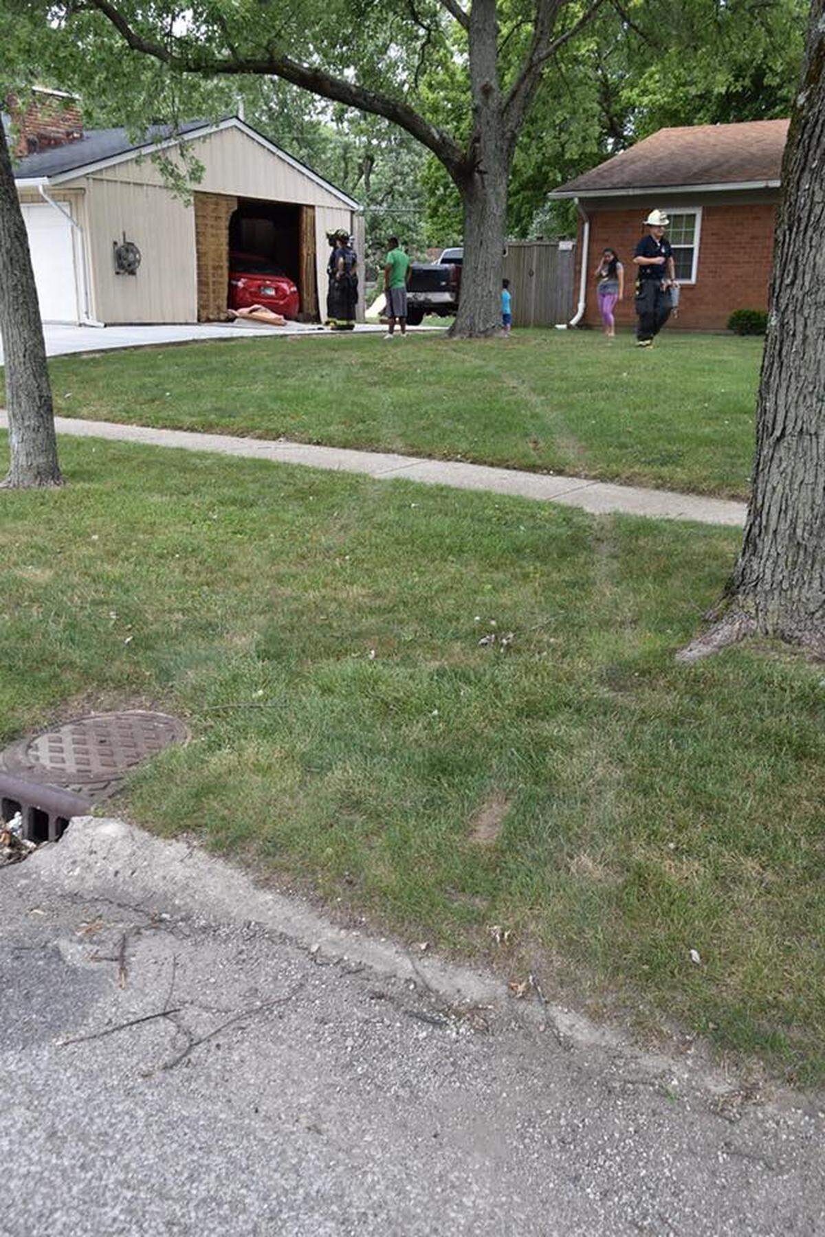 Tracks that appear to have been left by the car.
