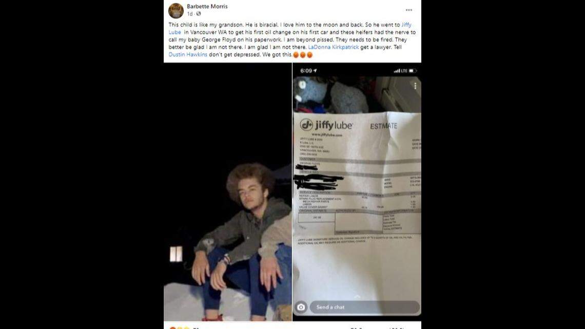 Jiffy Lube suspended the manager of a store in Vancouver, WA after a bi-racial teen received an invoice with the name George Floyd. He did not provide that name.