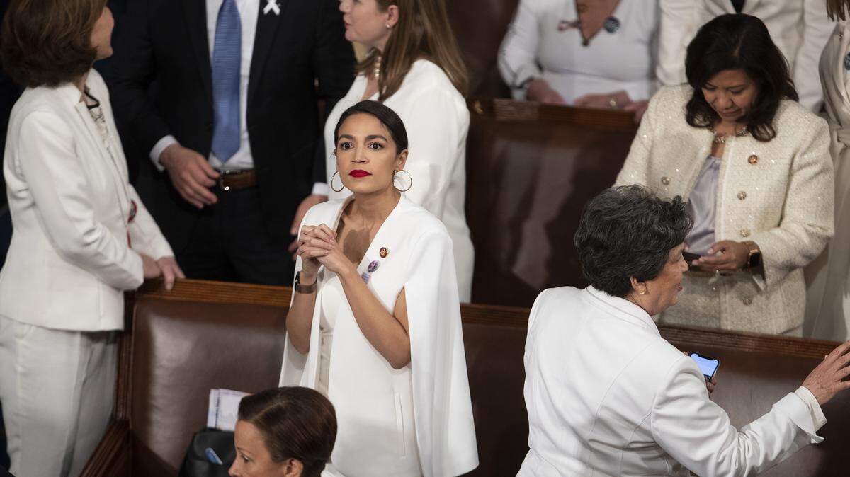 Rep. Alexandria Ocasio-Cortez before President Donald Trump’s State of the Union address on Feb. 5.