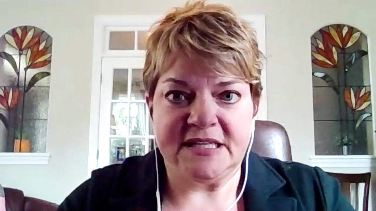 In this image made from video, Michelle Fiscus speaks to the Associated Press from Franklin, Tenn., on Tuesday, July 13, 2021. Fiscus, Tennessee’s top vaccinations official, said she couldn’t stay silent after she was fired amid scrutiny from Republican state lawmakers over her department’s outreach efforts to vaccinate teenagers against COVID-19. (AP Photo)