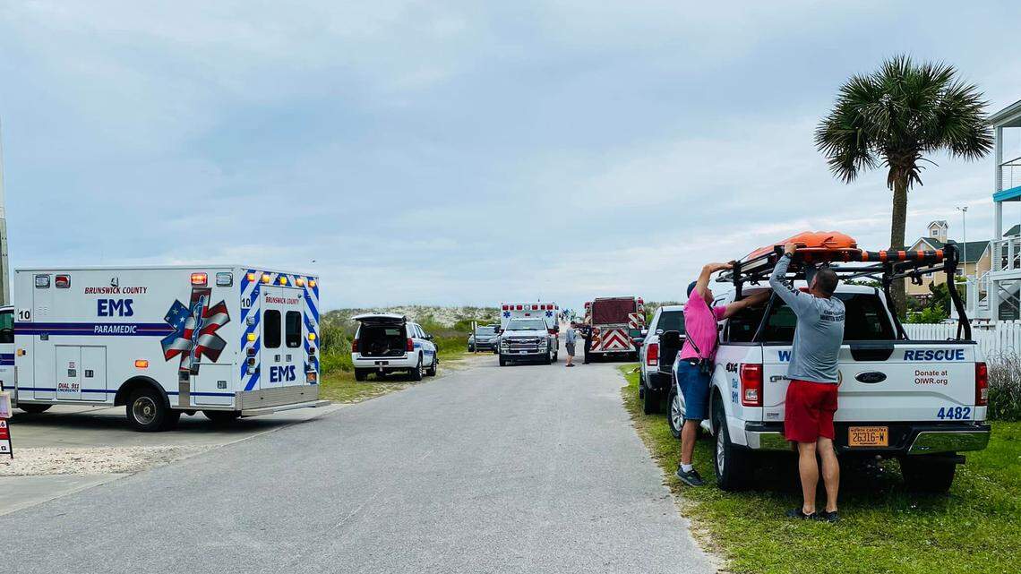 Bystanders pulled a man out of the water after they saw him fall off his boogie board but never made it back up in Oak Island, North Carolina, officials say. The man suffered from cardiac arrest and later died at a hospital.