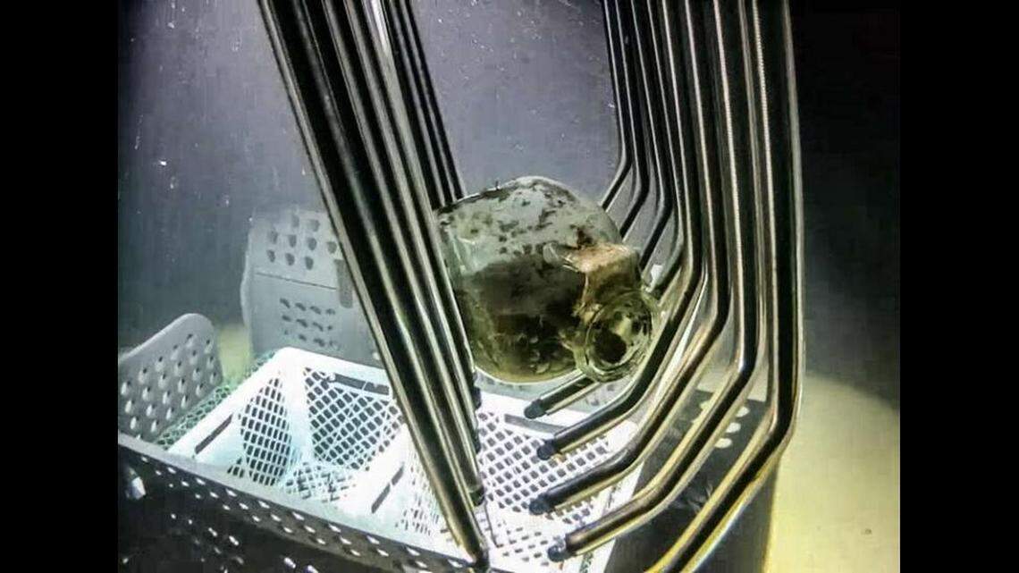 Experts used claw technology to collect glass artifacts from the shipwreck, officials said.