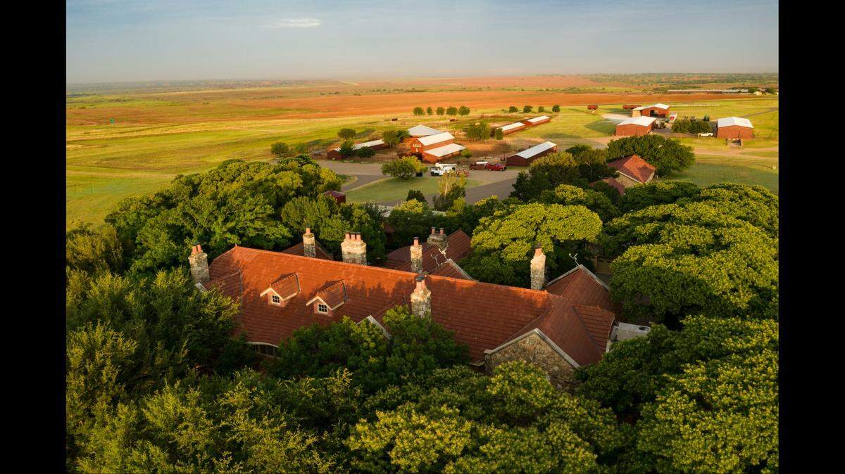 The Four Sixes Ranch includes a 1917 home built to be “the finest ranch house in West Texas” by founder Samuel Burk Burnett. Photo from Chas S. Middleton and Son.