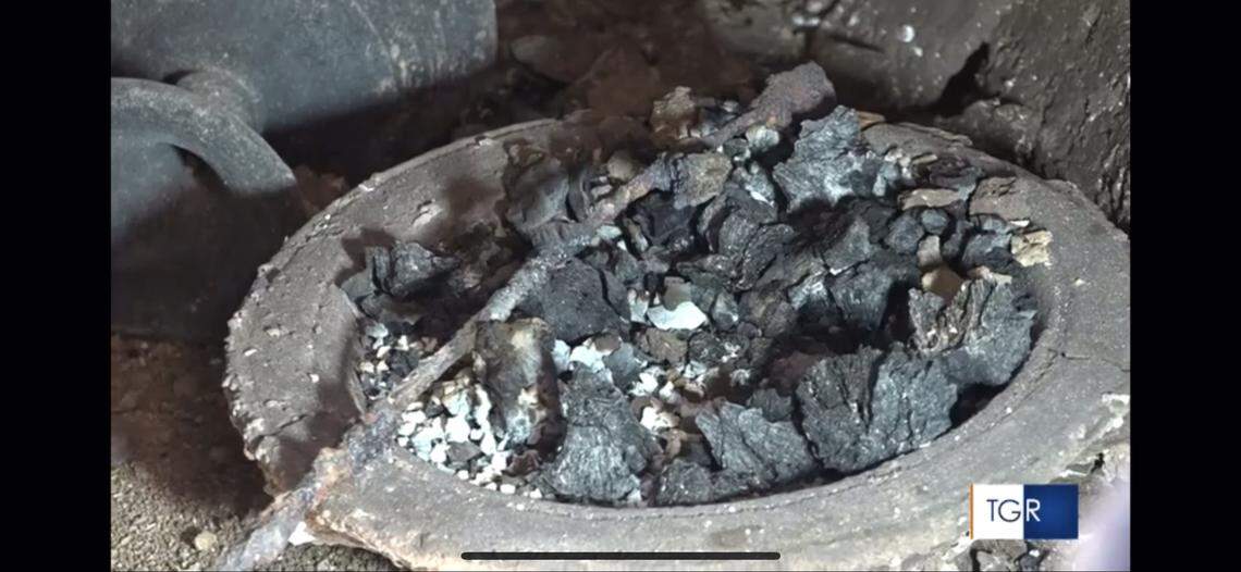 Coals in a brazier and a skewer constituted the remains of the last meal, archaeologists said.