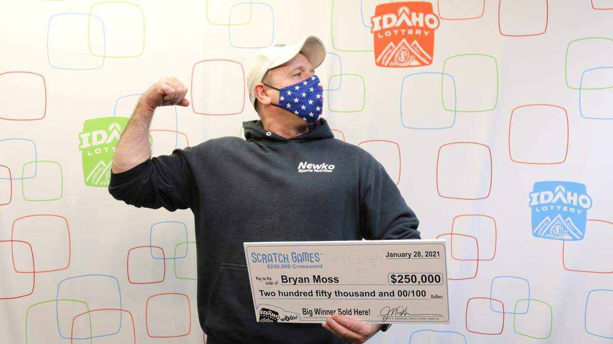 Bryan Moss claimed a $250,000 prize on the Lottery Scratch Game Crossword in Meridian. It was his sixth large prize win and first top prize from Idaho Lottery.