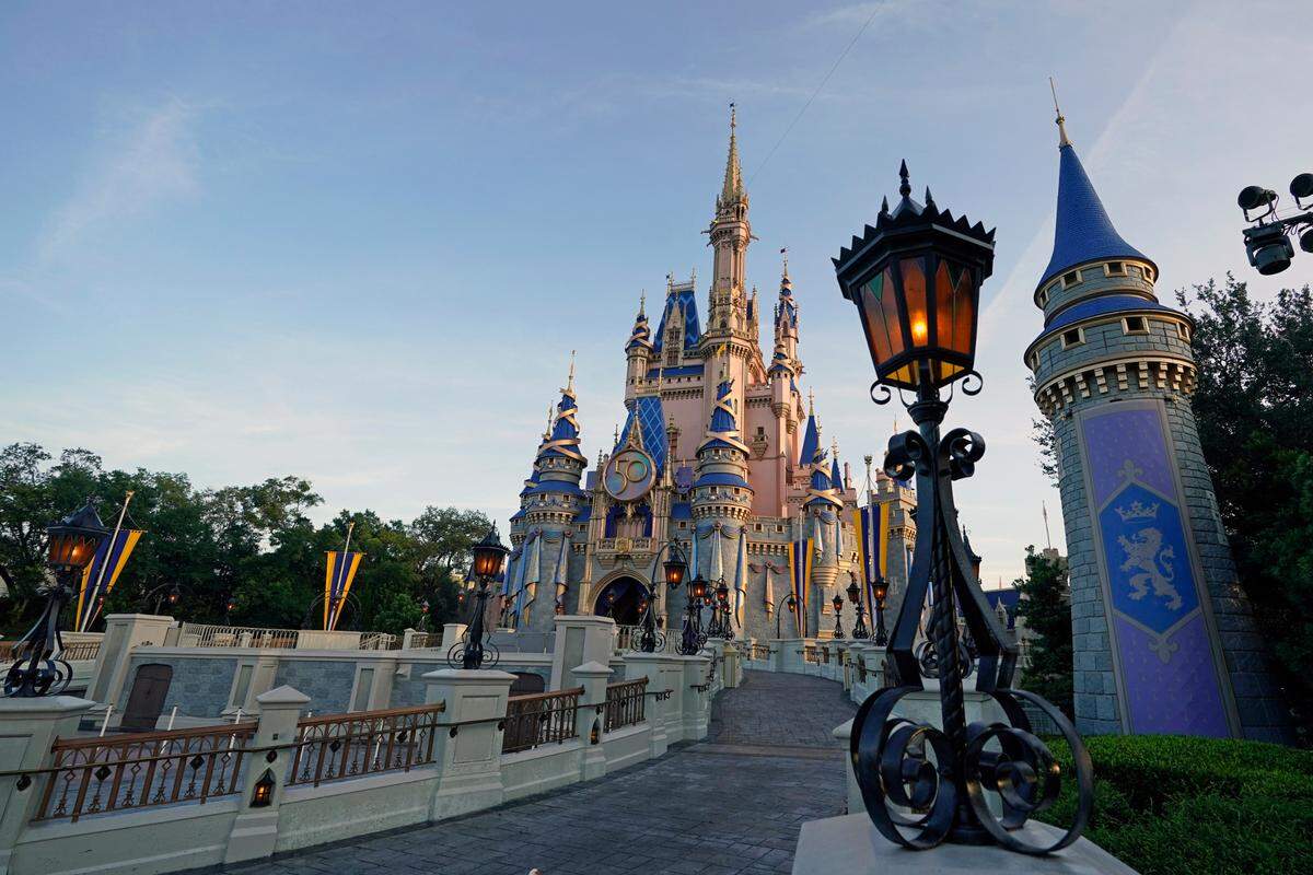 This is a view of Cinderella’s castle at Walt Disney World near Orlando, Florida.