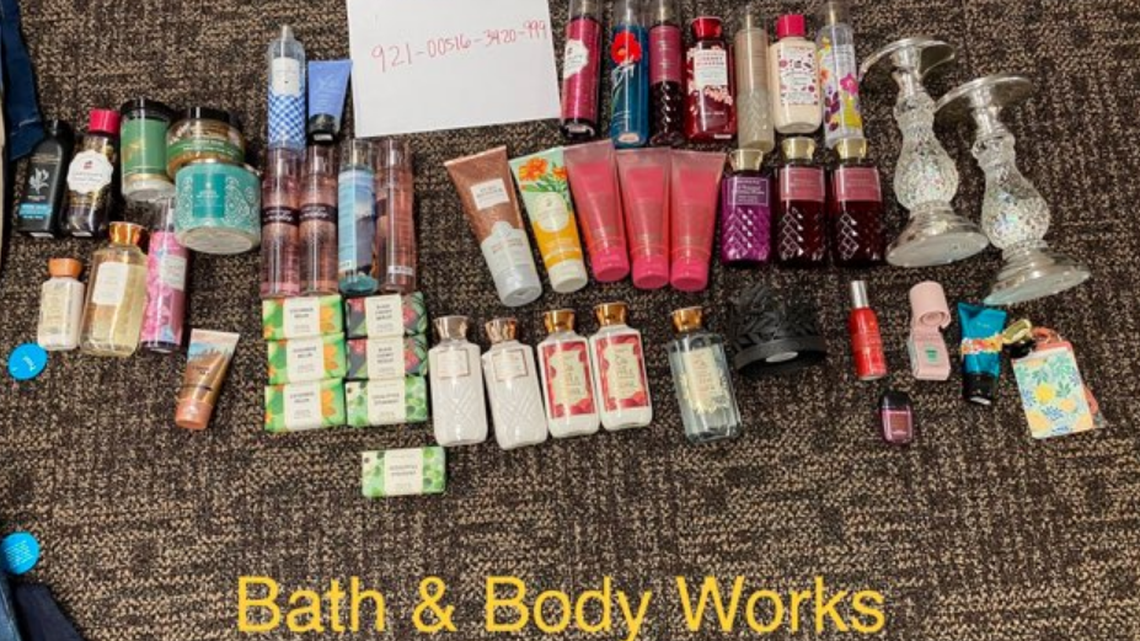 Police found over $6,000 of stolen products in the suspect’s home, including Bath & Body Works merchandise, according to a news release.