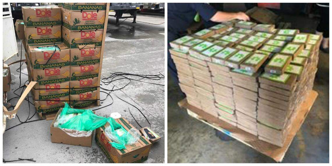 Texas prison guards found the cocaine in pallets of bananas that were donated in Freeport.