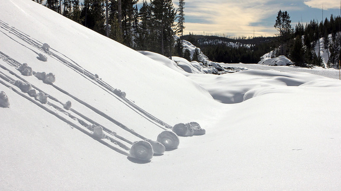 Yellowstone National Park officials posted a photo of “snow rollers” to highlight the changing weather.