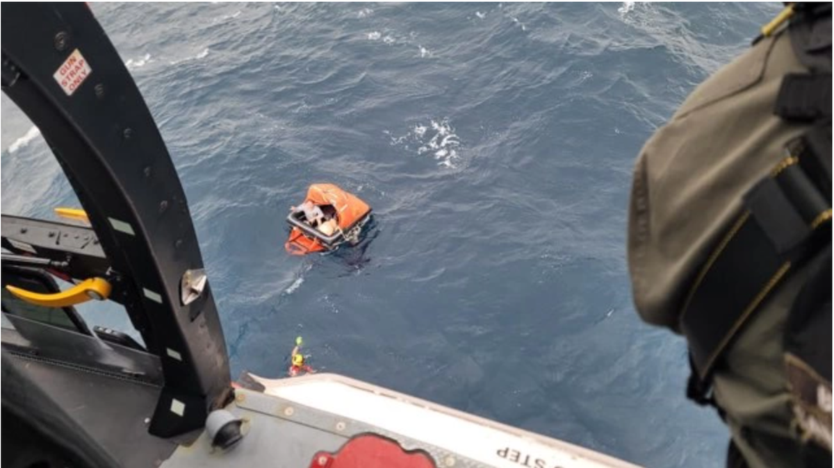 The Coast Guard rescued two men off Georgia’s coast after their fishing vessel sank, officials say.