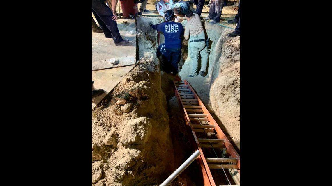 Rescuers appear to have dug a trench to the well where a 4-year-old boy was trapped. Photo from City of Mission, TX - Government on Facebook.