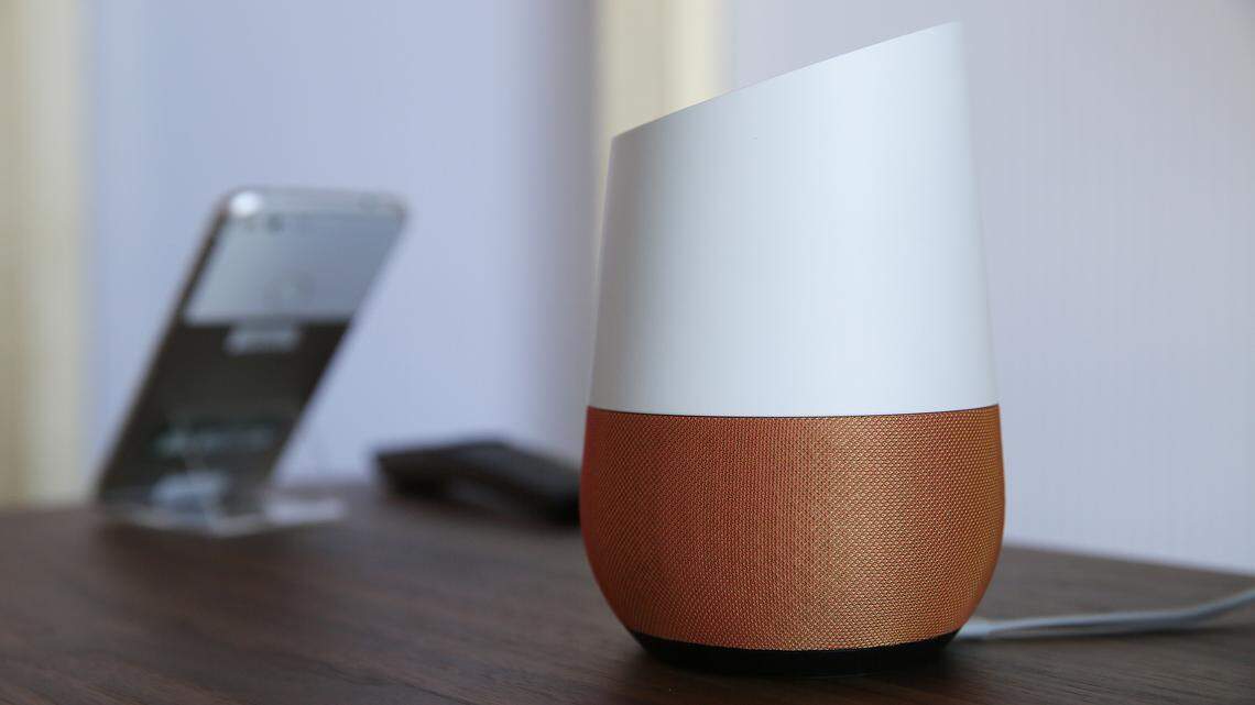 In this Tuesday, Oct. 4, 2016, file photo, Google Home, right, sits on display near a Pixel phone following a product event, in San Francisco. In the name of convenience, Amazon and Walmart are pushing people to shop by just talking to a digital assistant. Shopping by voice means giving orders to the Alexa assistant on Amazon’s Echo speaker and other devices, even if your hands are tied up with dinner or dirty diapers.